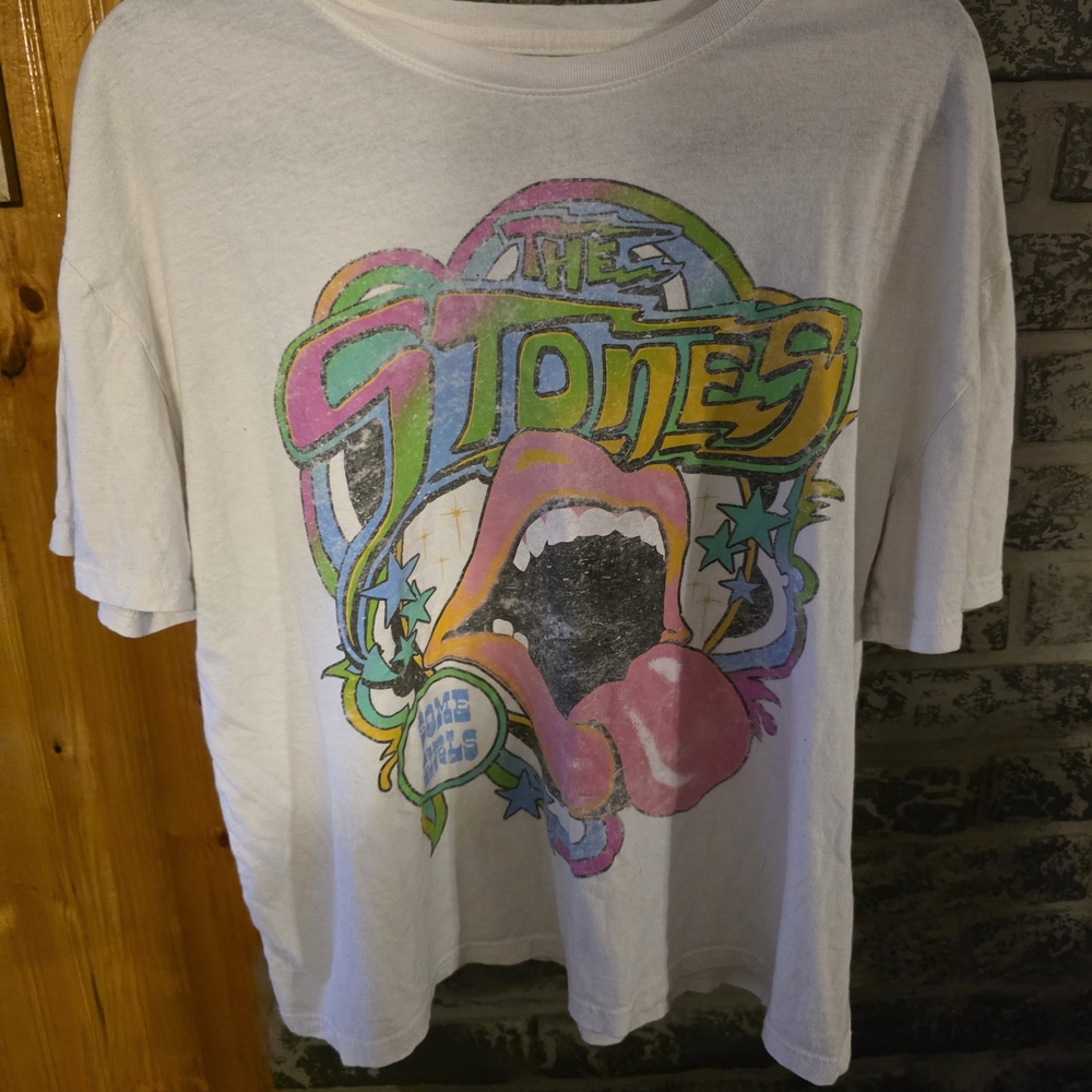 The Rolling Stones White Tee with Vibrant Graphic